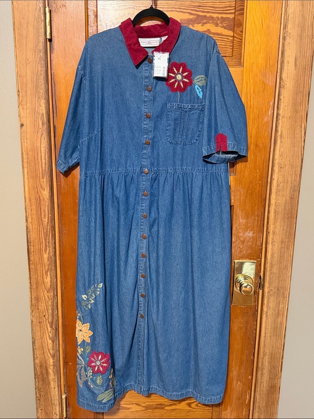NWT Anna Maxwell Denim Chambray Maxi Dress Size 3x 26/28